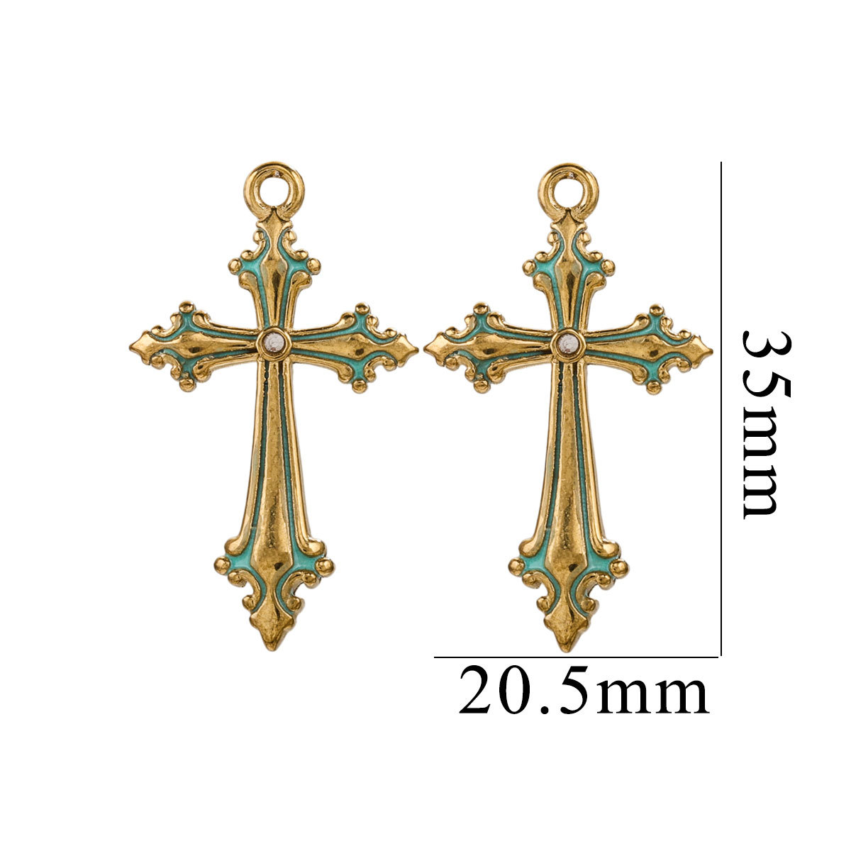 Green / 1 Piece Classic Retro Style Cross Shape Stainless Steel  Gold Color Women's Pendant Picture16